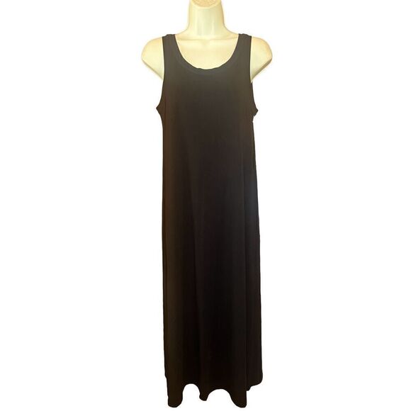 Eileen Fisher Organic Cotton Midi Tank Dress in Black NWOT Size XS - Picture 2 of 5